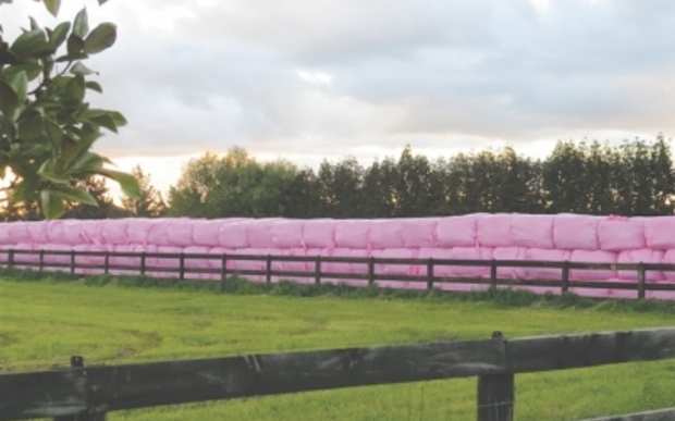 Agpac's pink silage film wrap.