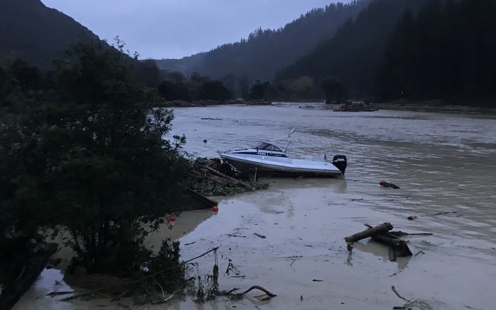 Uawa river in flood at Tolaga Bay.