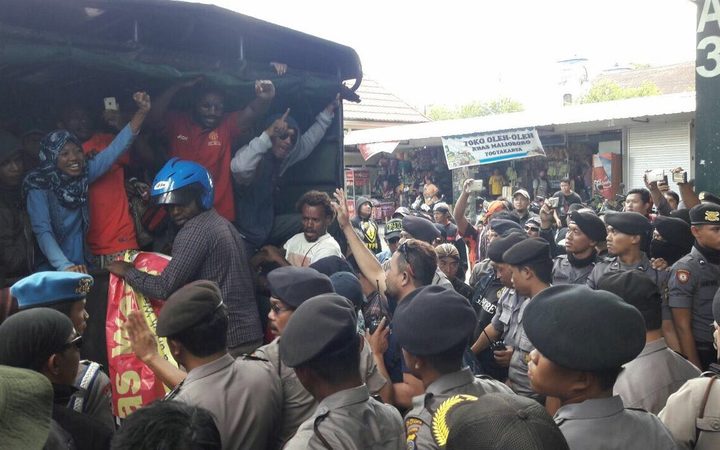 Protestors detained by police, Yogyakarta 15 August 2017. 