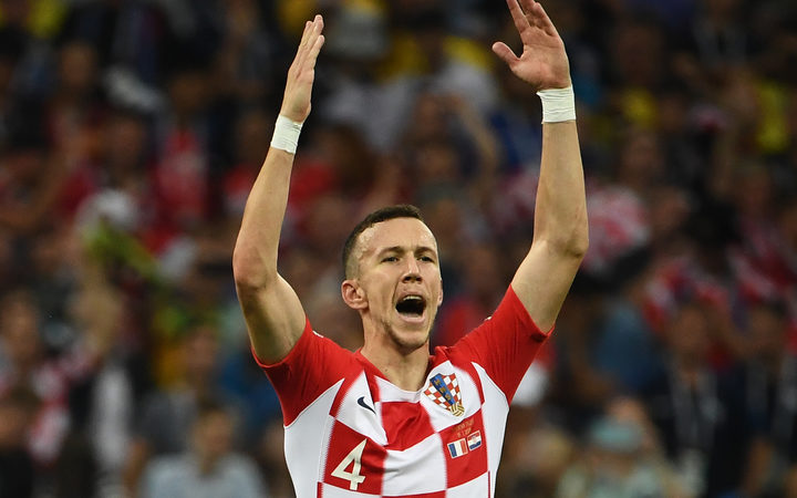 Croatia's forward Ivan Perisic gestures during the Russia 2018 World Cup final.