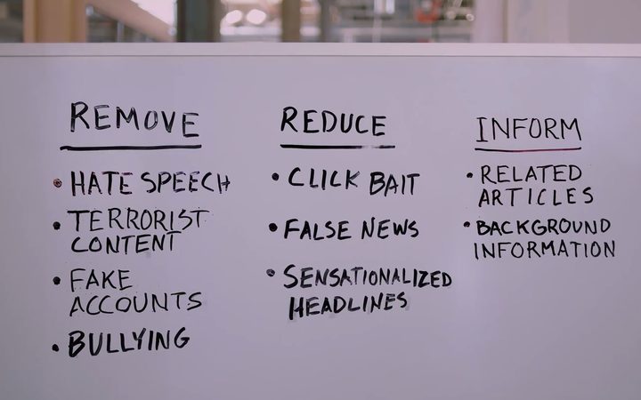 Facebook busts out the whiteboards to brainstorm its fake news strategy. 