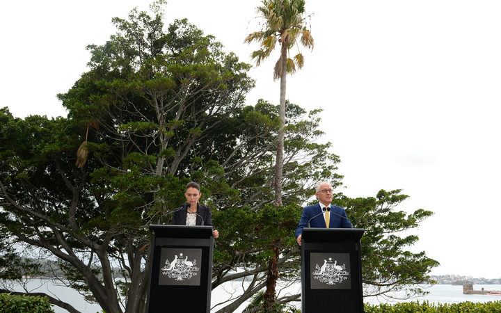Australia Prime Minister Malcolm Turnbull and New Zealand Prime Minister Jacinda Ardern.