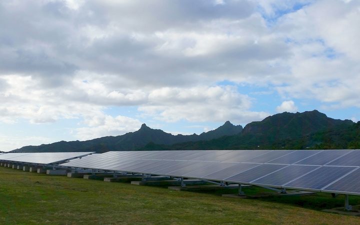 New Zealand Aid mini solar panel farm in the Cook Islands.