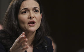 Facebook chief operating officer Sheryl Sandberg testifies during a Senate Intelligence Committee hearing concerning foreign influence operations' use of social media platforms.