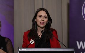Prime Minister Jacinda Ardern at the Parliament suffrage event.