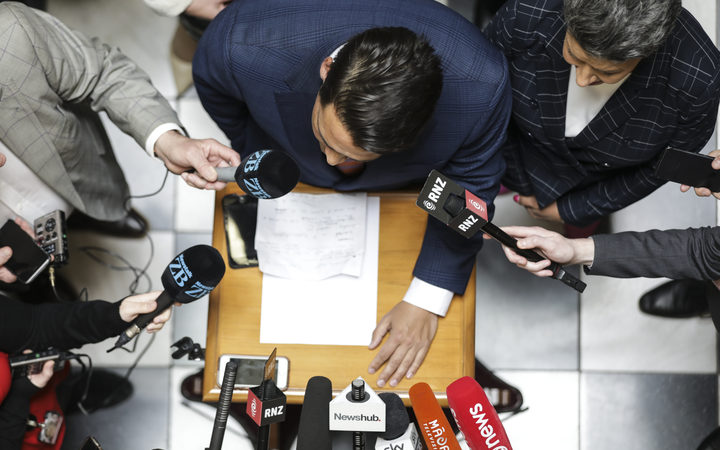 National Party Leader, Simon Bridges, speaks to media about Jami-Lee Ross.