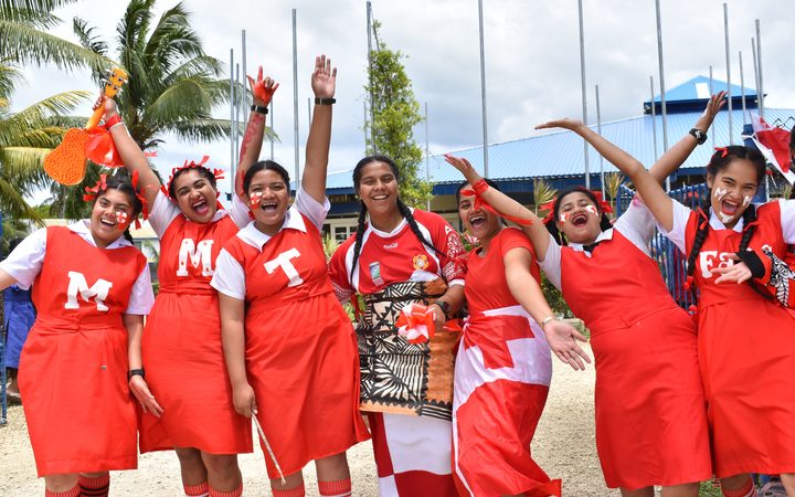 Fans from Queen Salote College show their support for Mate Ma'a Tonga, Nuku'alofa.