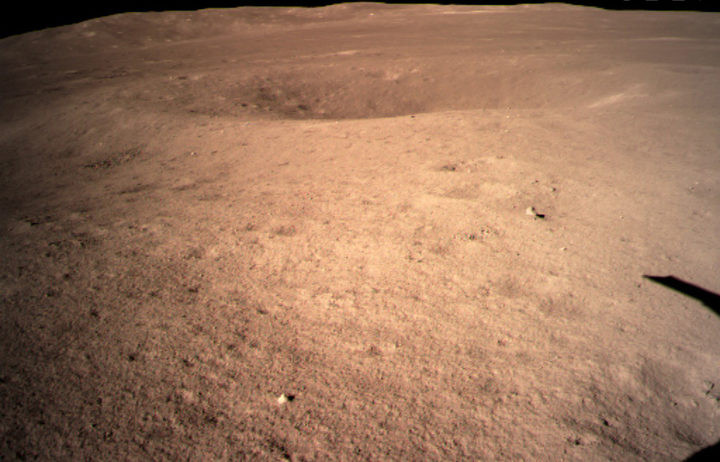 The image from the China National Space Administration shows the first image of the moon's far side taken by China's Chang'e-4 probe.