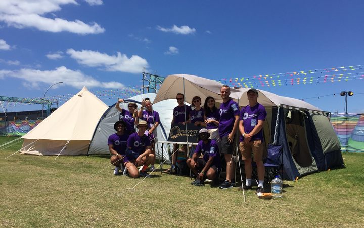 Deepspace Festival Care volunteers. The group provides "confidential, nonjudgmental safe space for guests feeling overwhelmed at festivals and events around NZ".