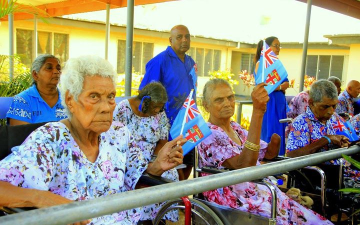 Elderly people celebrating Fiji day