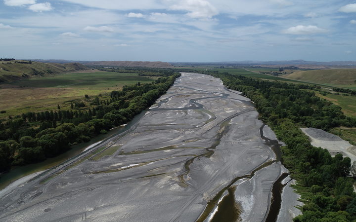 The braided Naruroro river channel from above.