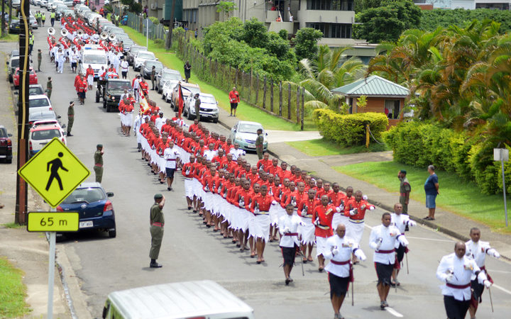 Fiji Military Force personnel escorted the casket of former Commander of RFMF late Col. Paul Manueli from Miot Hospital.