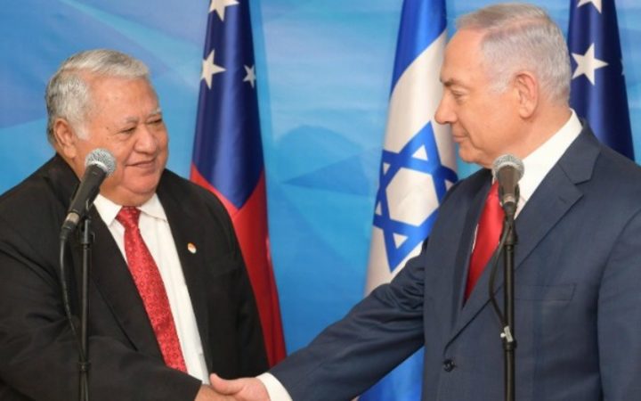 Samoa PM Tuilaepa Malielegaoi meets his Israeli counterpart Benjamin Netanyahu in Jerusalem today.