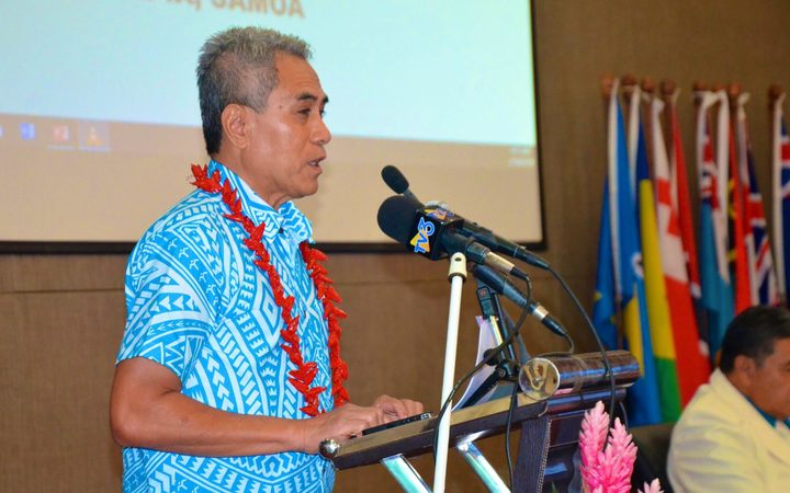 Samoan Finance Minister Sili Epa Tuioti at the Commonwealth Global Biennial Conference on Small States in Apia today
