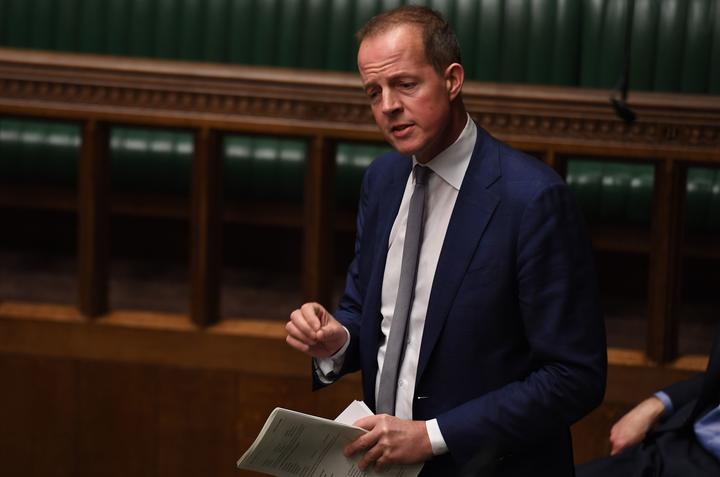 A handout photograph taken and released by the UK Parliament on April, 1 2019 shows Conservative MP Nick Boles speaking during a debate in the House of Commons.