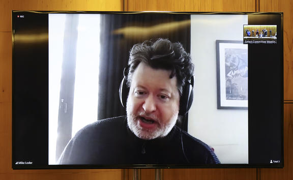 Gun rights blogger Mike Loder gives his submission via video conference.