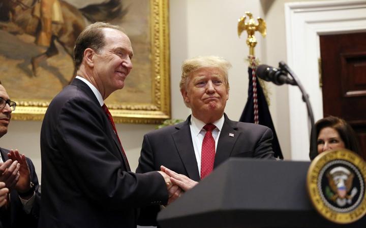 United States President Donald J. Trump announces David Malpass as his choice to serve as president of the World Bank, in the Roosevelt Room of the White House, in Washington, DC, 