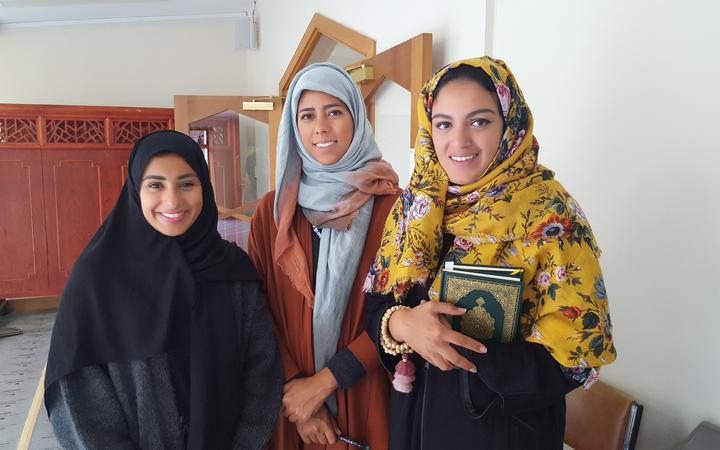 (From left) Haya Al Sammari, Nihal Felemban and Sara Omar have travelled from Saudi Arabia to meet with the families of those killed in the attacks. 