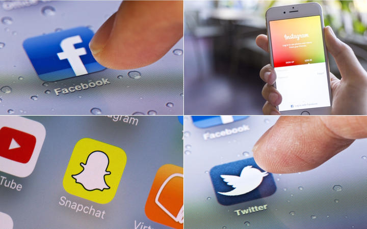 Logos of social media sites Facebook, Instagram,Snapchat and Twitter.