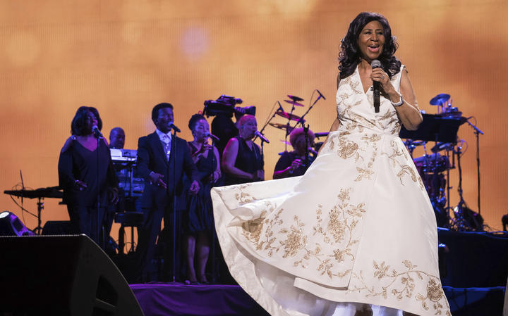 Aretha Franklin performs at the world premiere of "Clive Davis: The Soundtrack of Our Lives" during the 2017 Tribeca Film Festival.