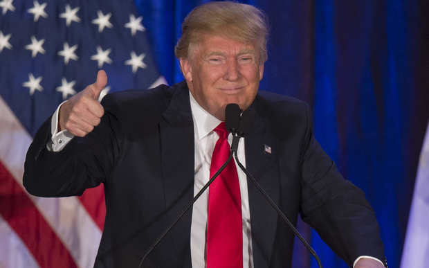 Republican presidential candidate Donald Trump speaks after finishing second in the Iowa Caucus in West Des Moines, Iowa, on 1 February 2016.