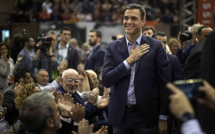 Spanish Prime Minister Pedro Sánchez reacts to supporters during an election campaign event in Barcelona, on 25 April, 2019.