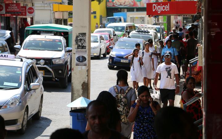 A typical street scene in Nadi, Fiji