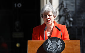 Britain's Prime Minister Theresa May announces her resignation outside 10 Downing street in central London on May 24, 2019. 
