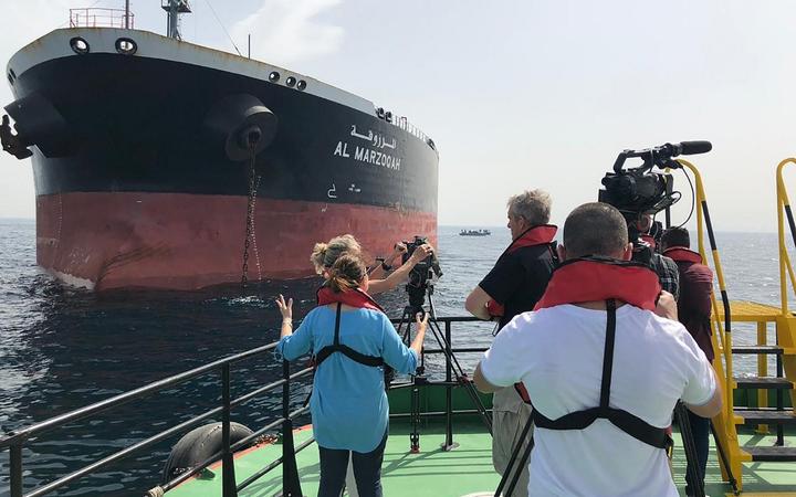 he Saudi oil tanker Al-Marzoqah, one of the four tankers damaged in alleged "sabotage attacks" in the Gulf emirate of Fujairah.