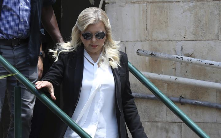 Sara Netanyahu, wife of Israeli Prime Minister Benjamin Netanyahu, leaves the Magistrate's Court in Jerusalem on June 16, 2019, following her conviction of fraudulently using state funds for catering.