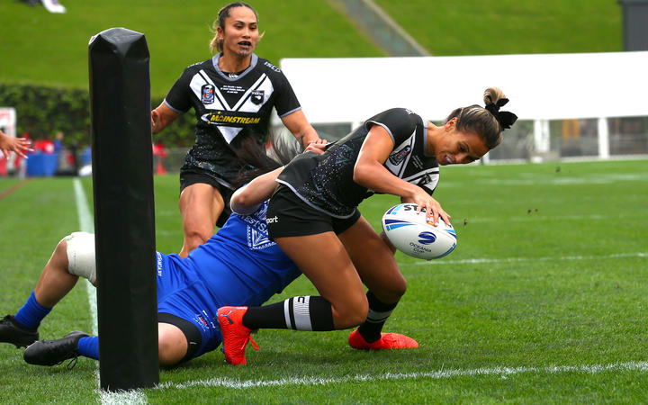Kiana Takairangi. Rugby League International between the Kiwi Ferns and Fetu Samoa at Mt Smart Stadium, Saturday 22 June, 2019.
Photo: Renee McKay / www.photosport.nz
