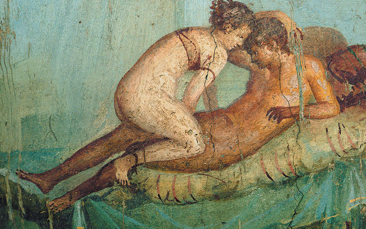 Roman fresco from the bedroom (Cubiculum 43) in the Casa del Centenario (IX 8,3) in Pompeii, 1. Century A. C.