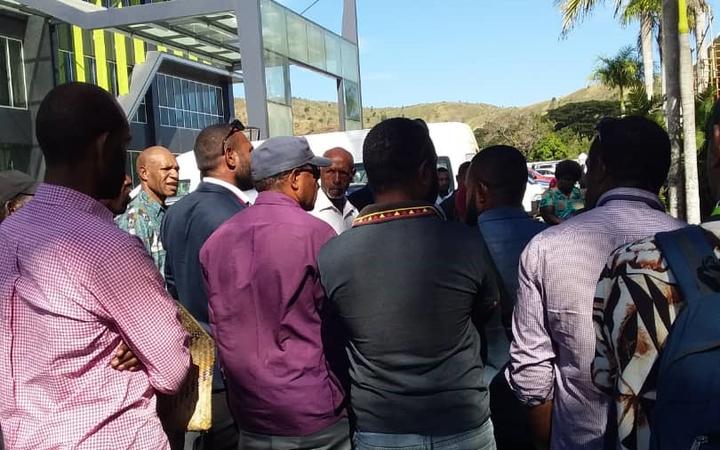 Protest at Papua New Guinea's National Statistics Office in Port Moresby, after dozens of workers were told of job lay-offs. 10 July 2019