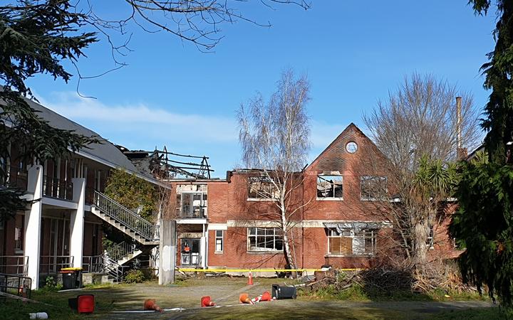 Antonio Hall after the fire.