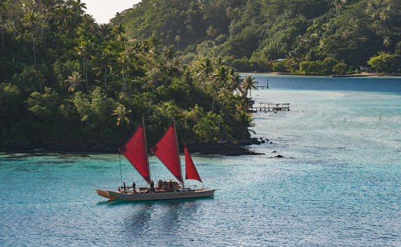 The Tahitian double-hulled canoe, Fa'afaite