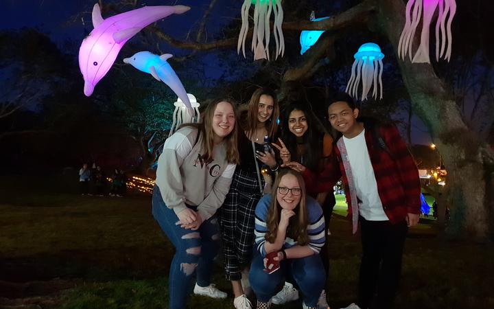 Arsh Garcha and friends at Auckland's moon festival.