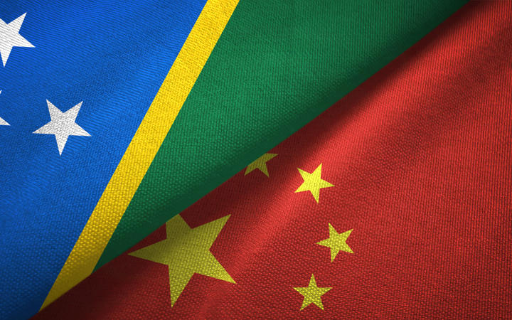 Solomon Island and China flags together 