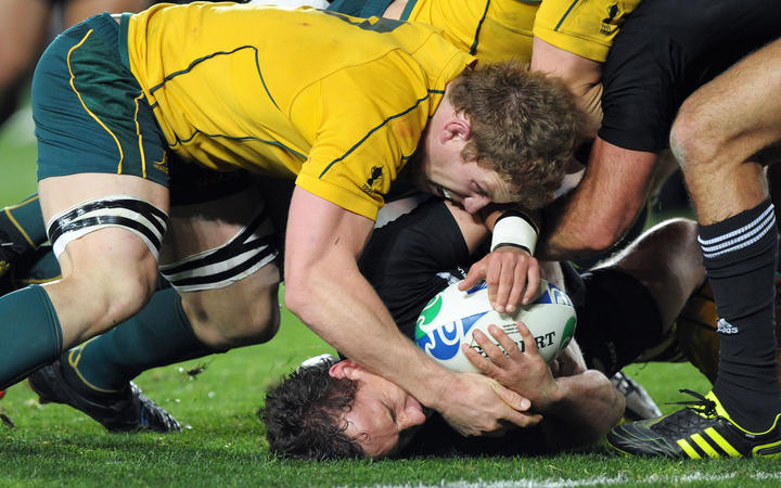 David Pocock pilfers the ball in the 2011 Rugby World Cup