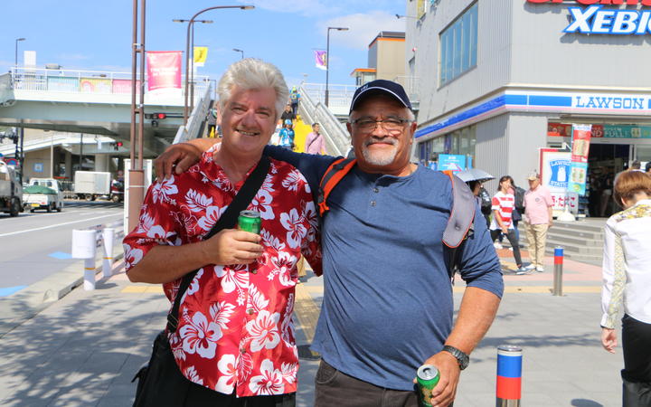 Brian Hore and John Puna in Japan ahead of the Rugby World Cup opening ceremony.