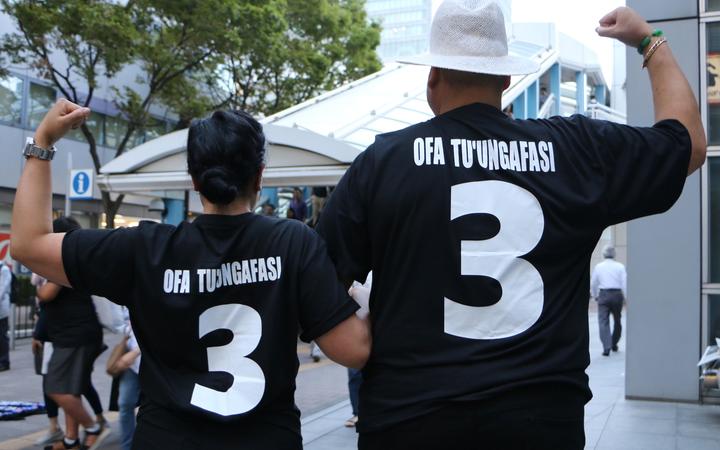 Ofa Tu'ungafasi's family supporting him at the Rugby World Cup. 