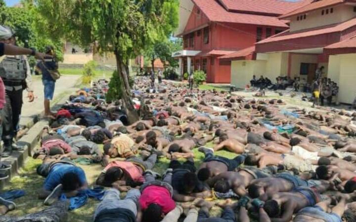 West Papuan students apprehended by police, Waena, Jayapura, 23 September.