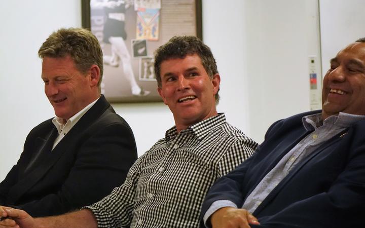 Tim King (centre) flanked by rivals Dean McNamara (left) and Brent Maru.