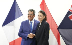 French Polynesia President Edouard Fritch meets NZ PM Jacinda Ardern