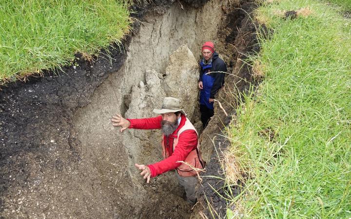 GNS scientists in the Kekerengu Fault which was one of 20 faults to rupture on the Kaikōura earthquake.