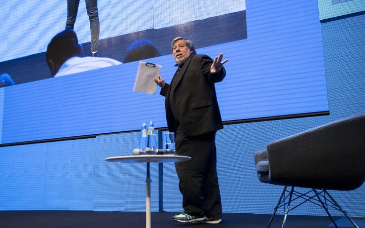 Co-Founder of Apple Steve Wozniak is pictured during the Cube Challenge at the CUBE Tech Fair for startups in Berlin.