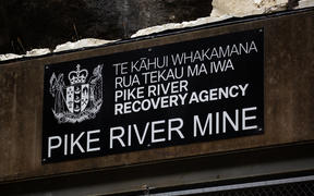 A sign for the recovery agency above the entry to Pike River Mine, on the day of first re-entry.