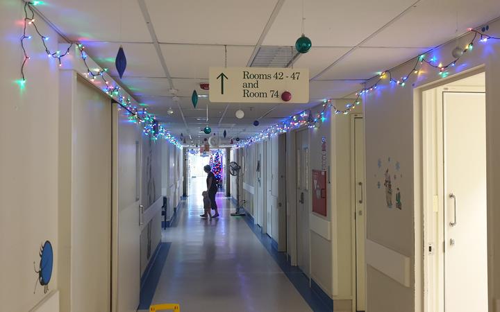An illuminated corridor in the Hawke's Bay Hospital.