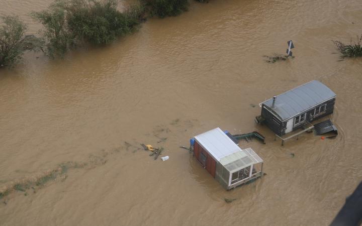 The Mataura river flooding around Wyndham.