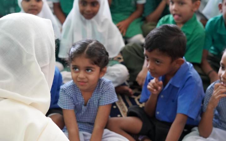 Ardern speaks at Lautoka Mosque as part of her trip to Fiji to remember Imam Hafiz Musa Patel, Ashraf Ali Razak and Ashraf Ali. 