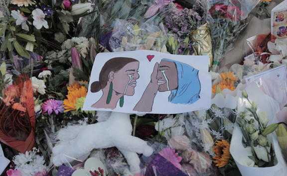 Mourners lay flowers and left artwork outside Al Noor mosque the days after the attack
